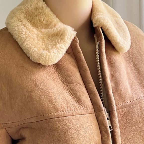 Sawyer of Napa Vintage Women's Suede Shearling Wool Bomber Made in USA Size 8 - Picture 3 of 16